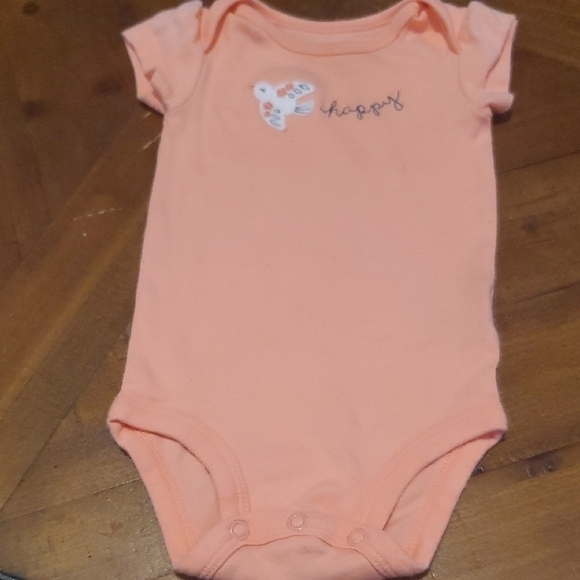 Carter's Other - 🐻 Carter's Coral Bodysuit with Bird and Happy Embroidery